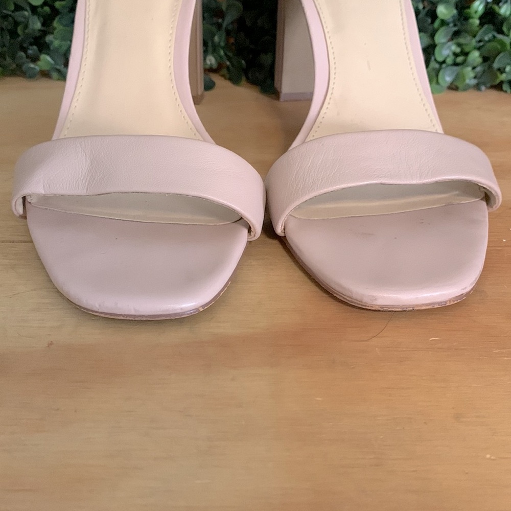 Vince Camuto Leather Buckle Strap Block Heels | 10M | Nude - Picture 7 of 12